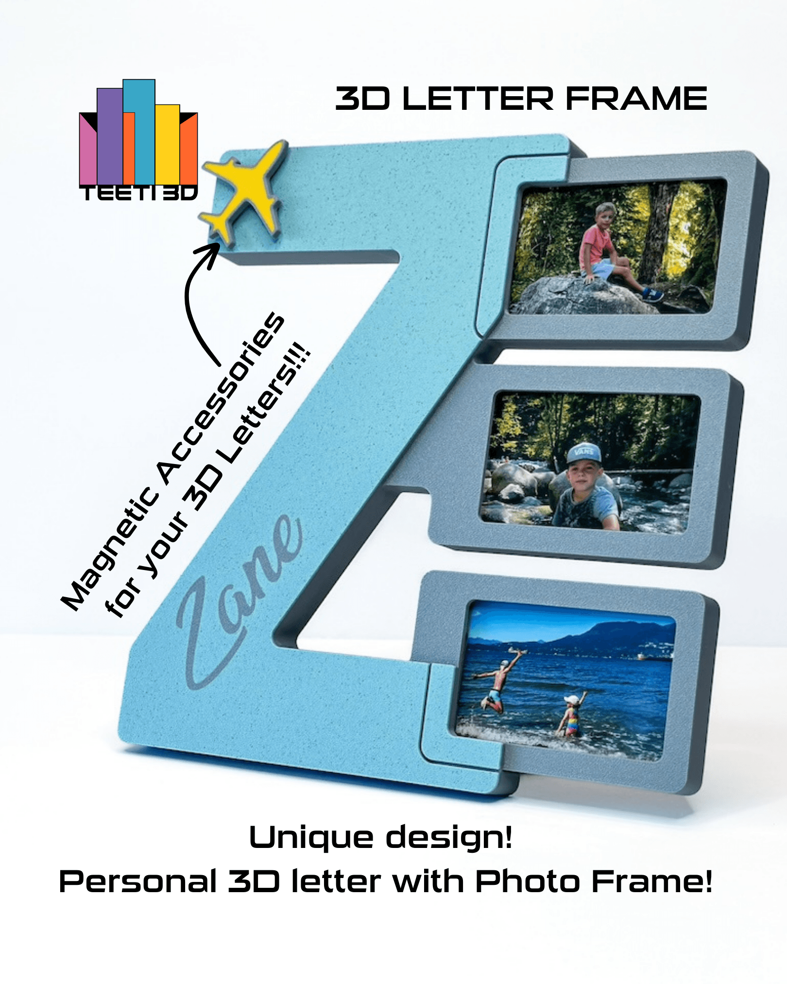 3D Letter "Z" with Photo Frame 3d model