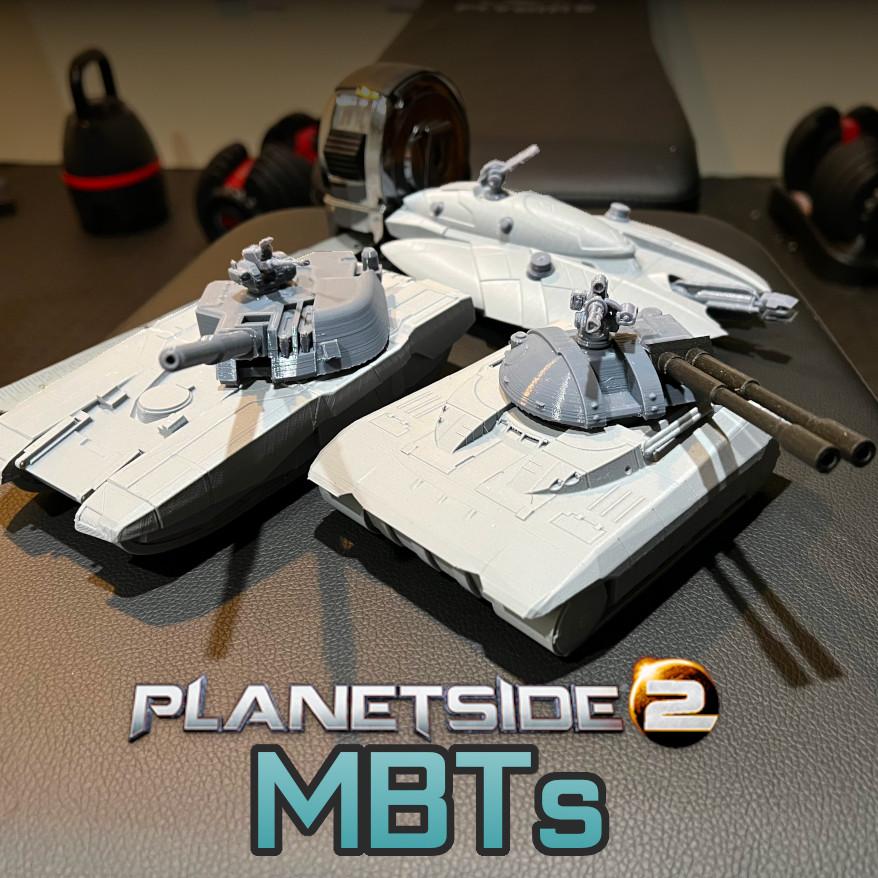 Planetside 2 MBTs (Main Battle Tanks) Magrider, Prowler, Vanguard with Articulating Turrets 3d model