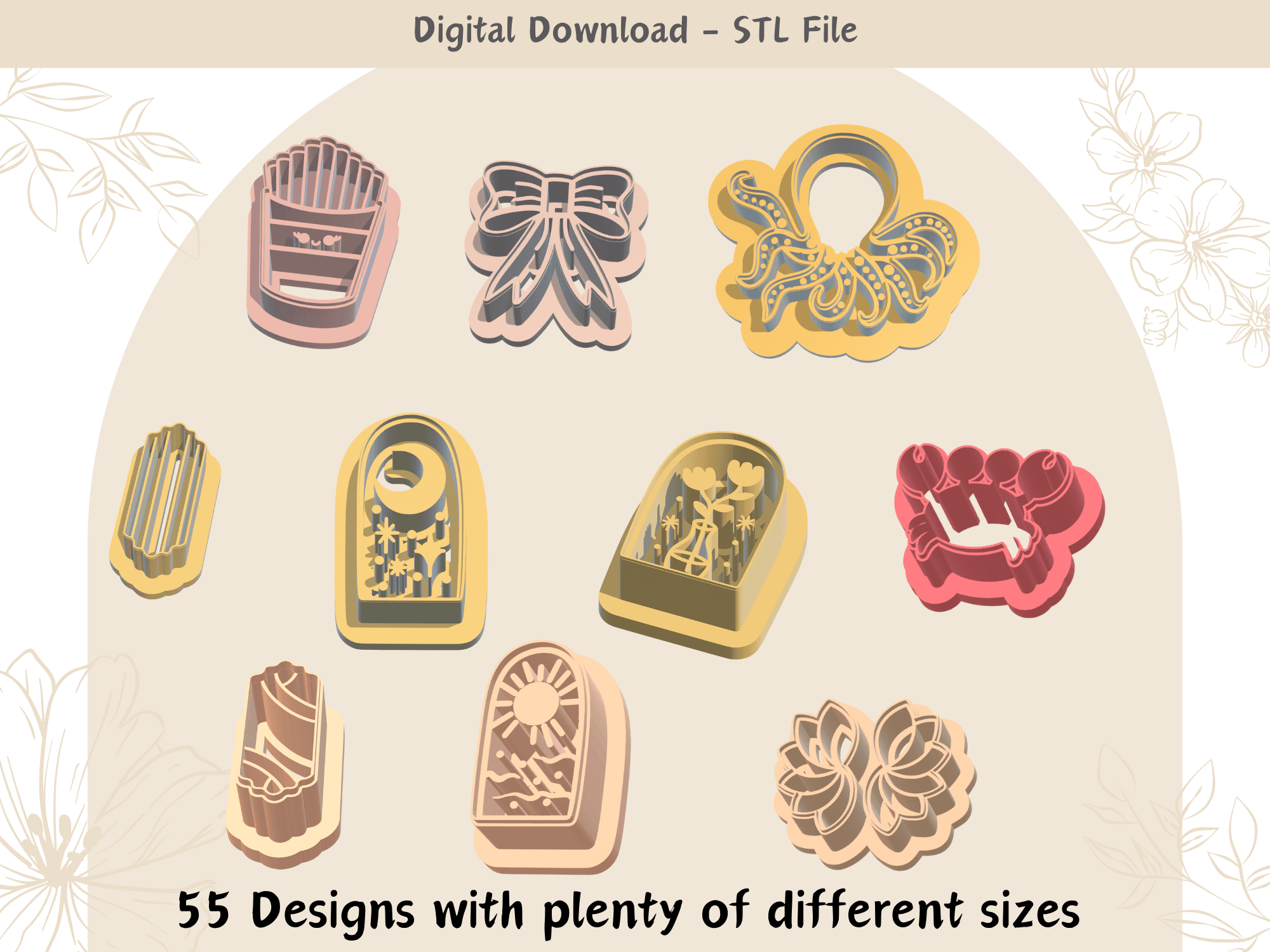 250 Mega Bundle Clay Cutter for Polymer Clay | Digital STL File | Clay Tools 3d model