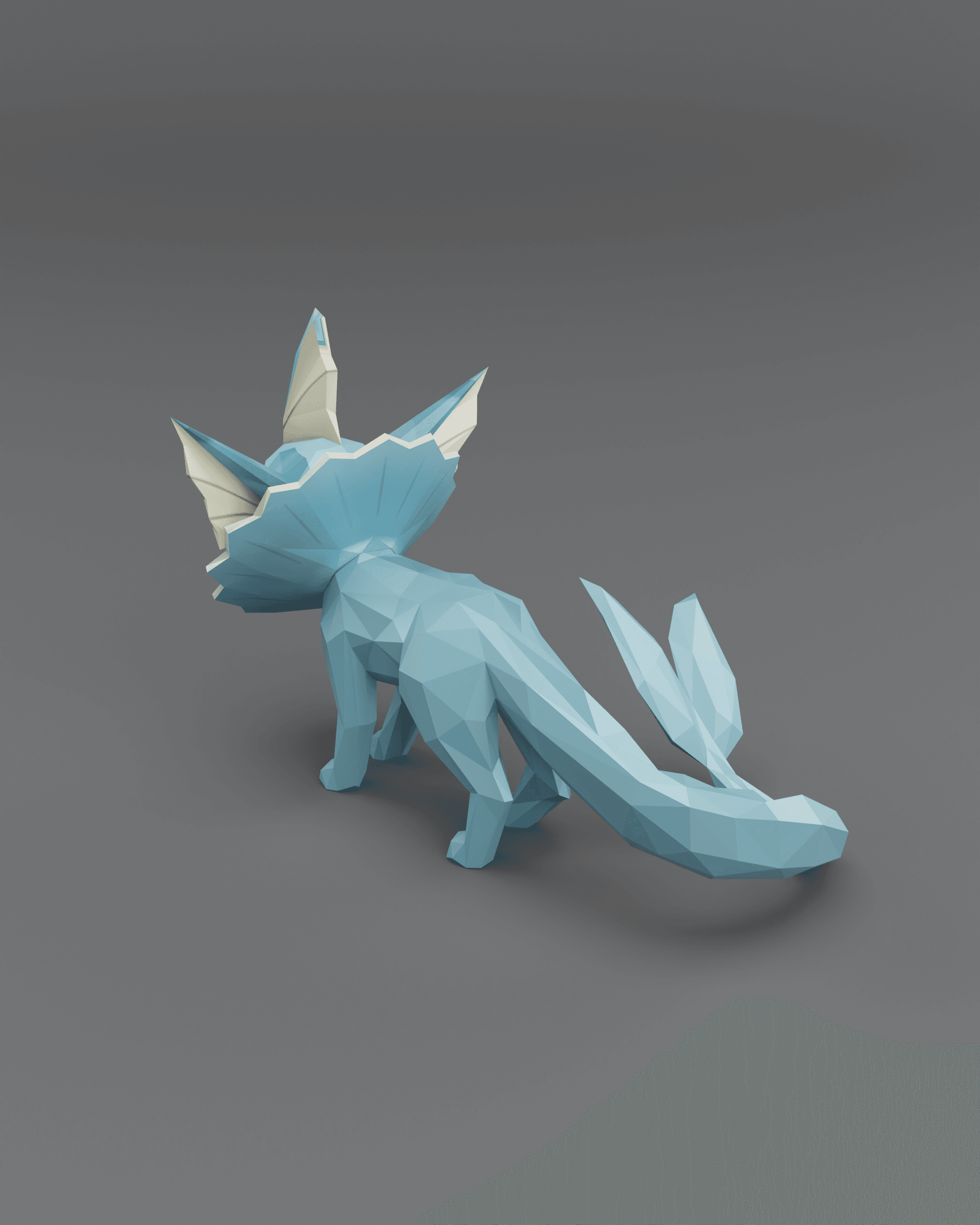 Low Poly Vaporeon - Fan Art (Bambu Project and Multi-Part Included) 3d model