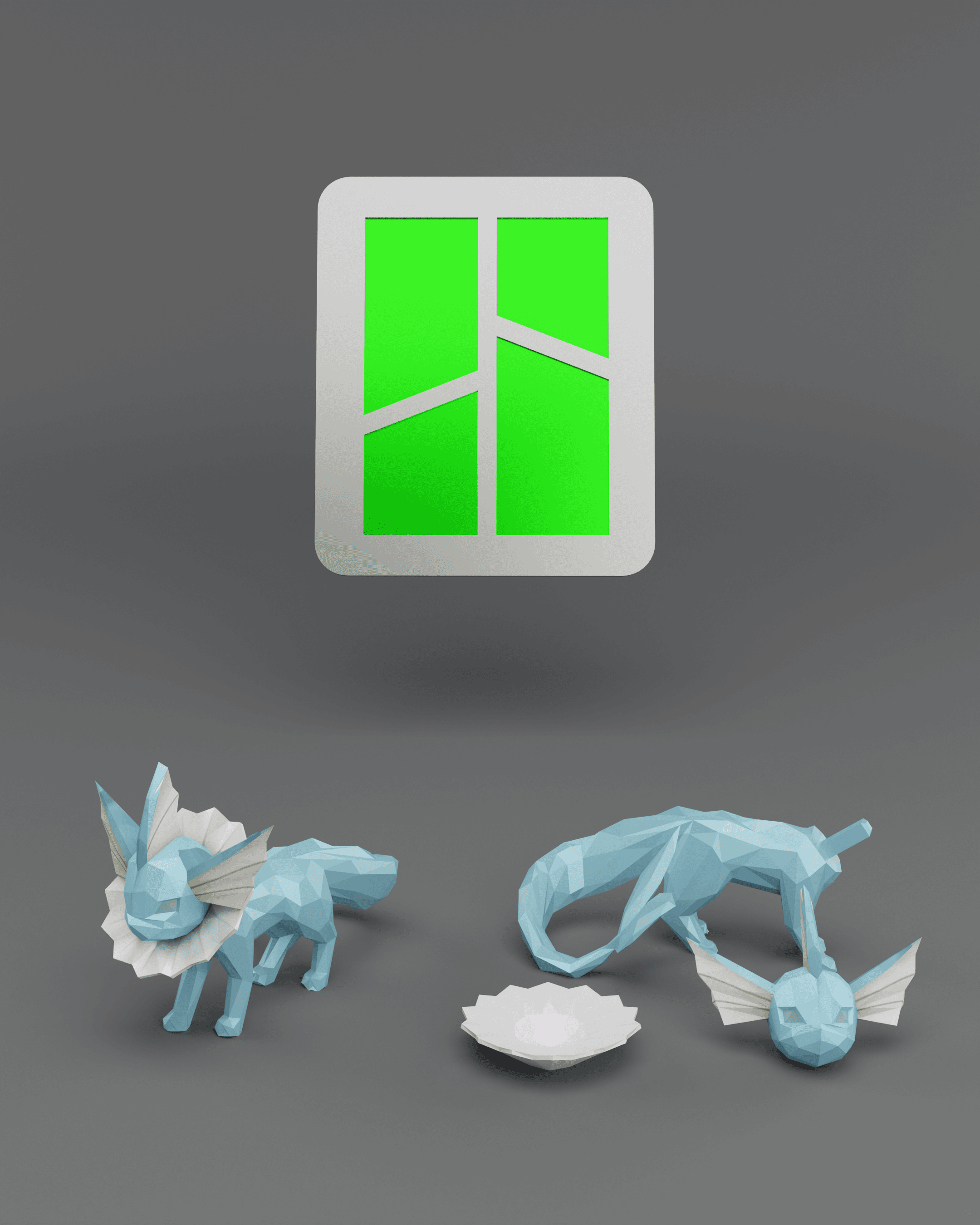 Low Poly Vaporeon - Fan Art (Bambu Project and Multi-Part Included) 3d model