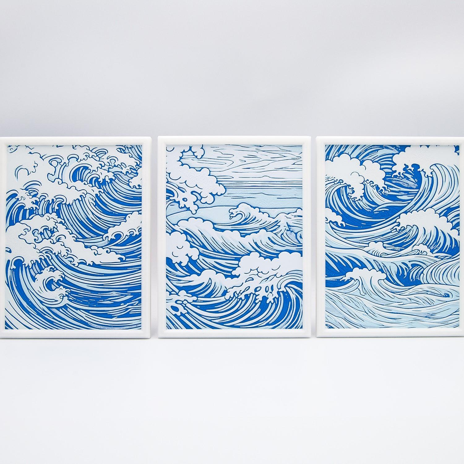 Wave Wall Art Frames 3d model