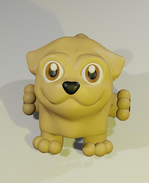 Flexi Pug - Articulated Dog, Style #1 3d model