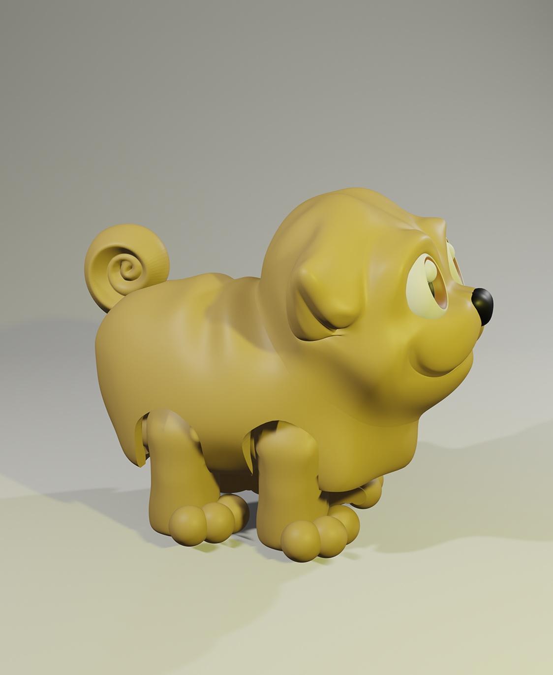 Flexi Pug - Articulated Dog, Style #1 3d model