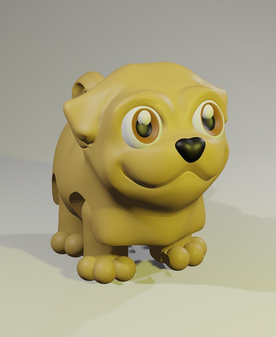 Flexi Pug - Articulated Dog, Style #1 3d model