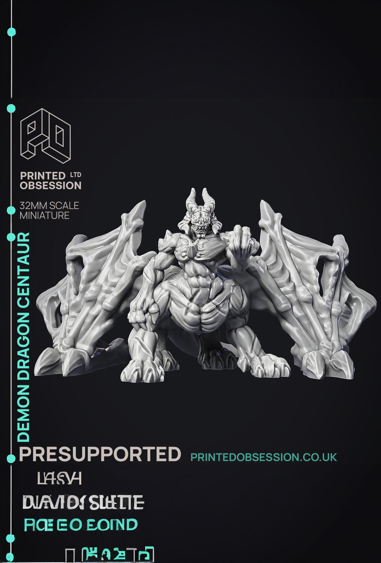 Demon Dragon Centaur - Monstrous Demon - PRESUPPORTED - Hell Hath No Fury - Scale 32mm  3d model