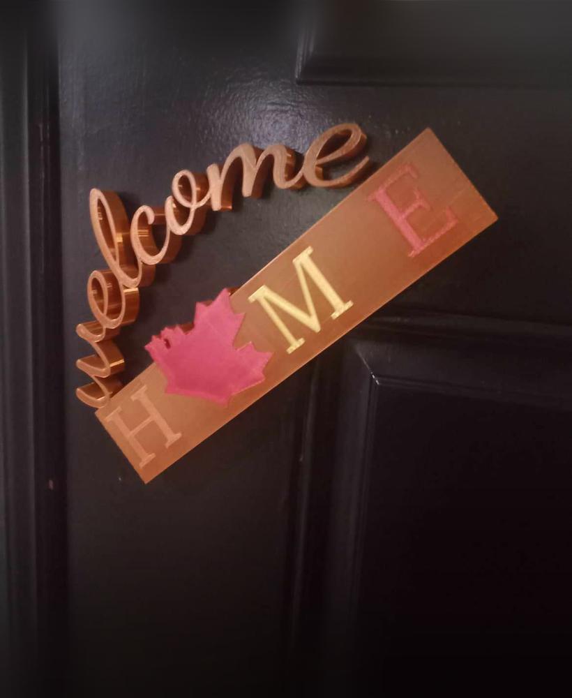 3D Printed Autumn 'Welcome Home' Sign – Fall Door & Wall Decor 3d model