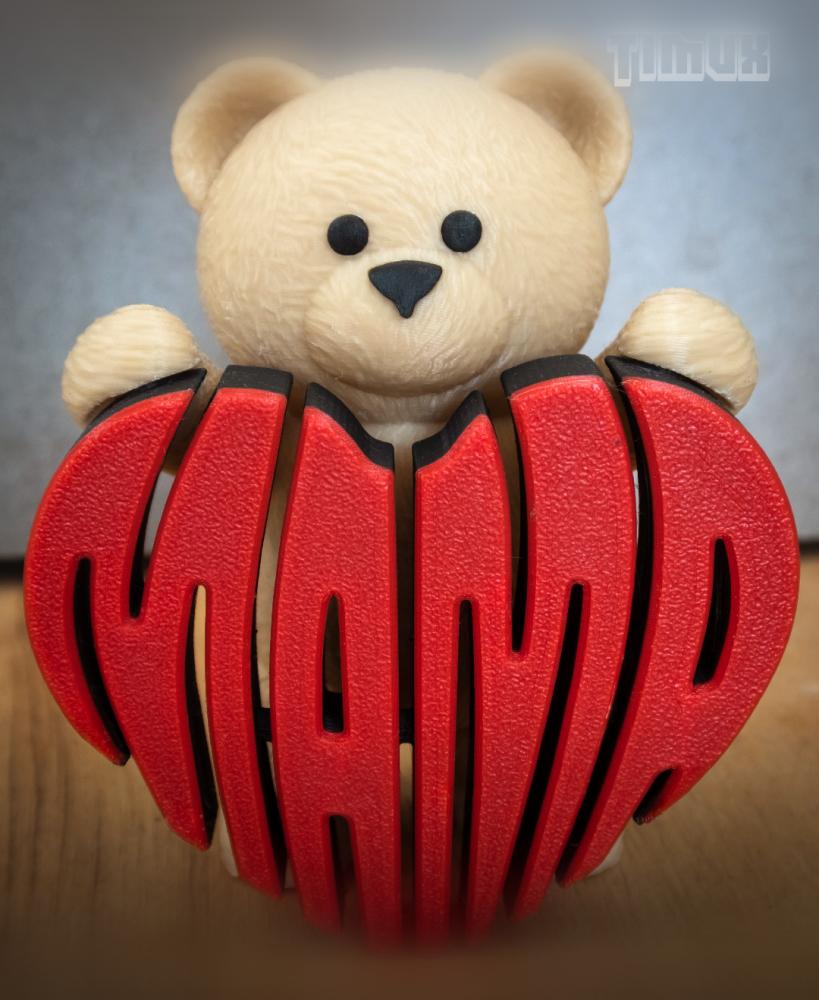 TEDDY BEAR WITH A "MAMA" HEART SIGN 3d model