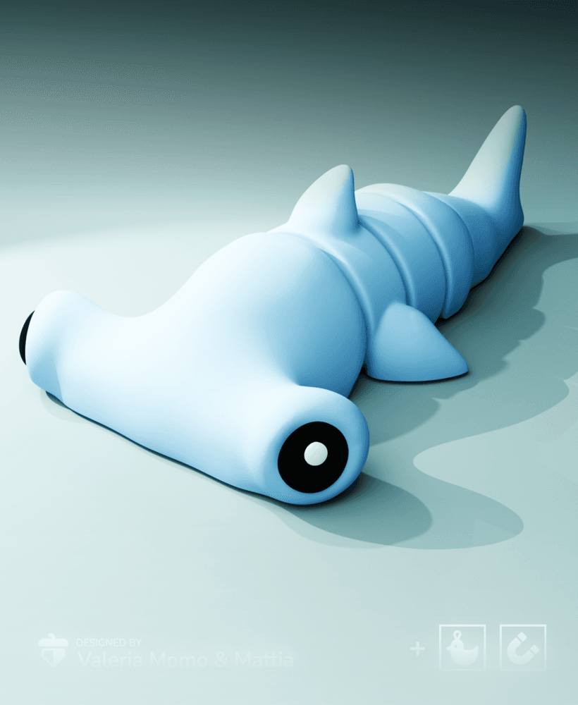 Cute Flexi Hammerhead Shark (Toy, Keych. & Magnet) 3d model