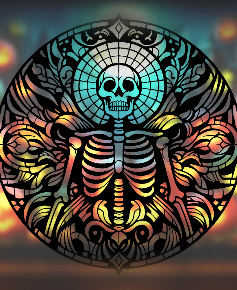 Spooky Halloween Skeleton Mandala Art – 2D geometric wall art (Stained Glass Style) 3d model