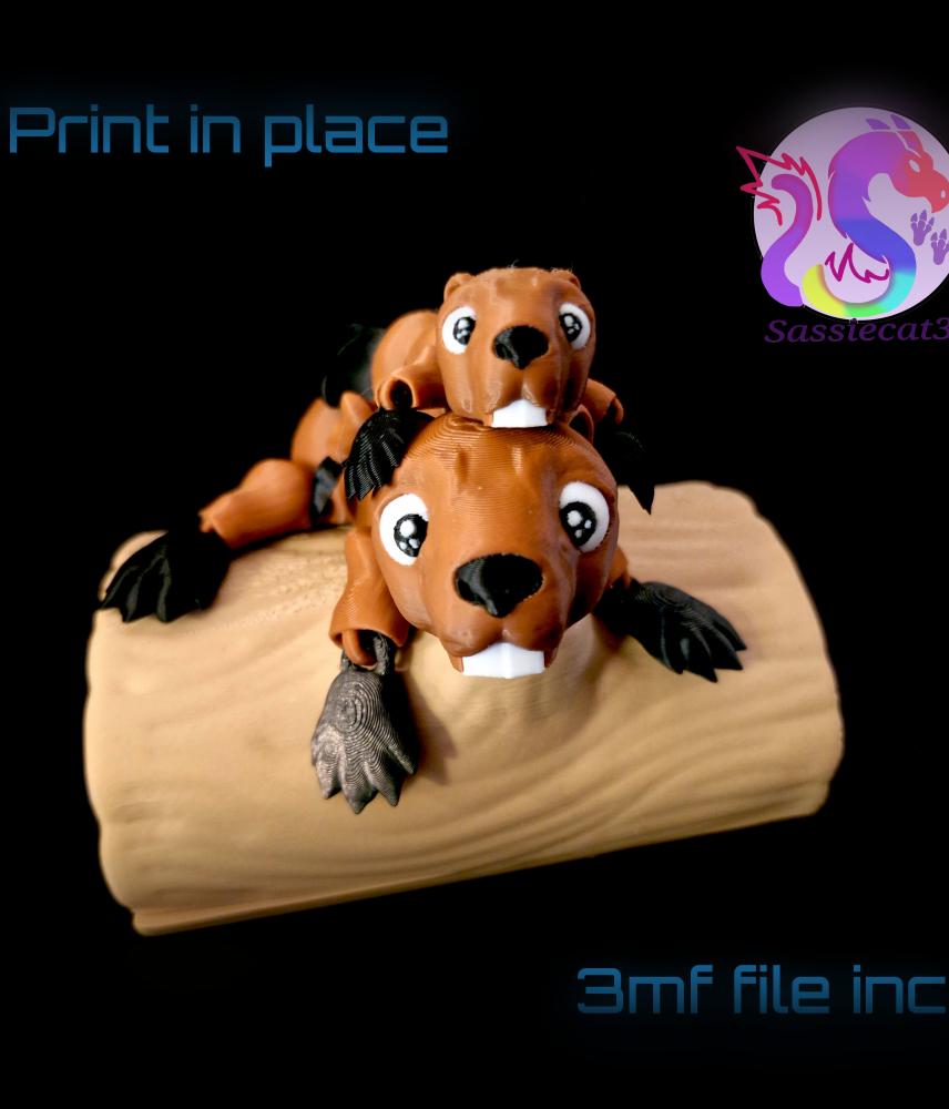 Beaver Flexi with Log *Personal Use* 3d model