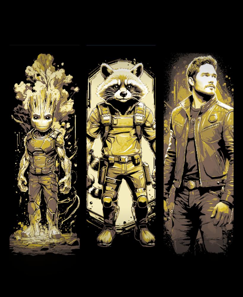 Fanart Set of Bookmarks from Guardians of the Galaxy - Rocket, Groot and Star-Lord 3d model