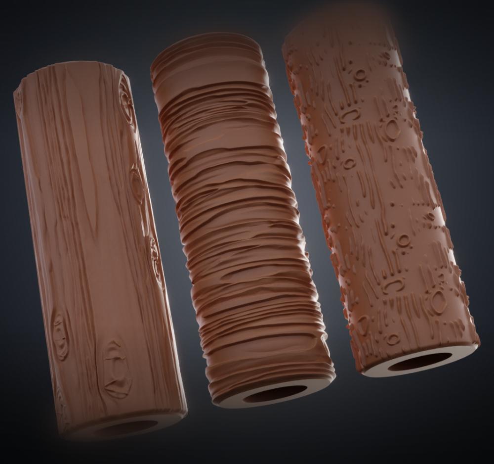 Texture Rollers Wood and tree bark Vol.1 (1-3) 3d model