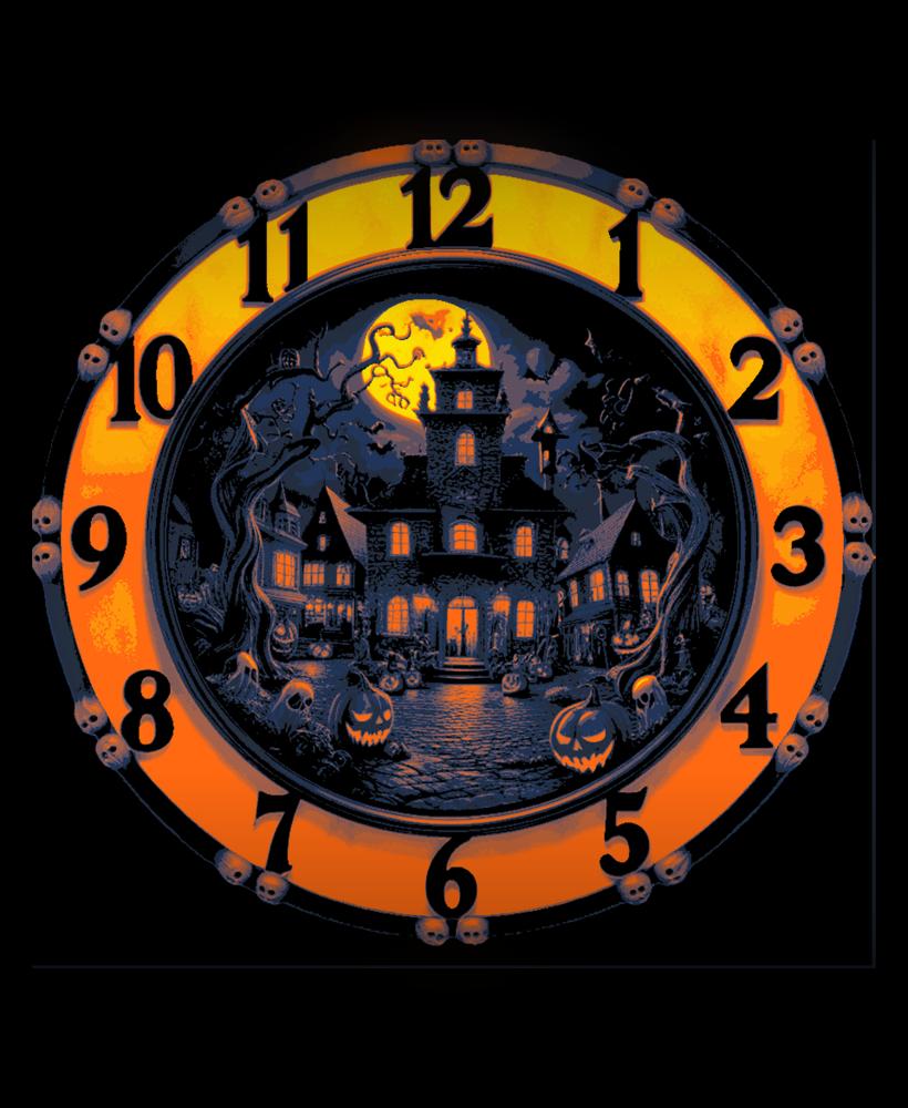 Happy Halloween! Clockface with Spooky Scene with Jack-o-lanterns, Bats and More! 3d model