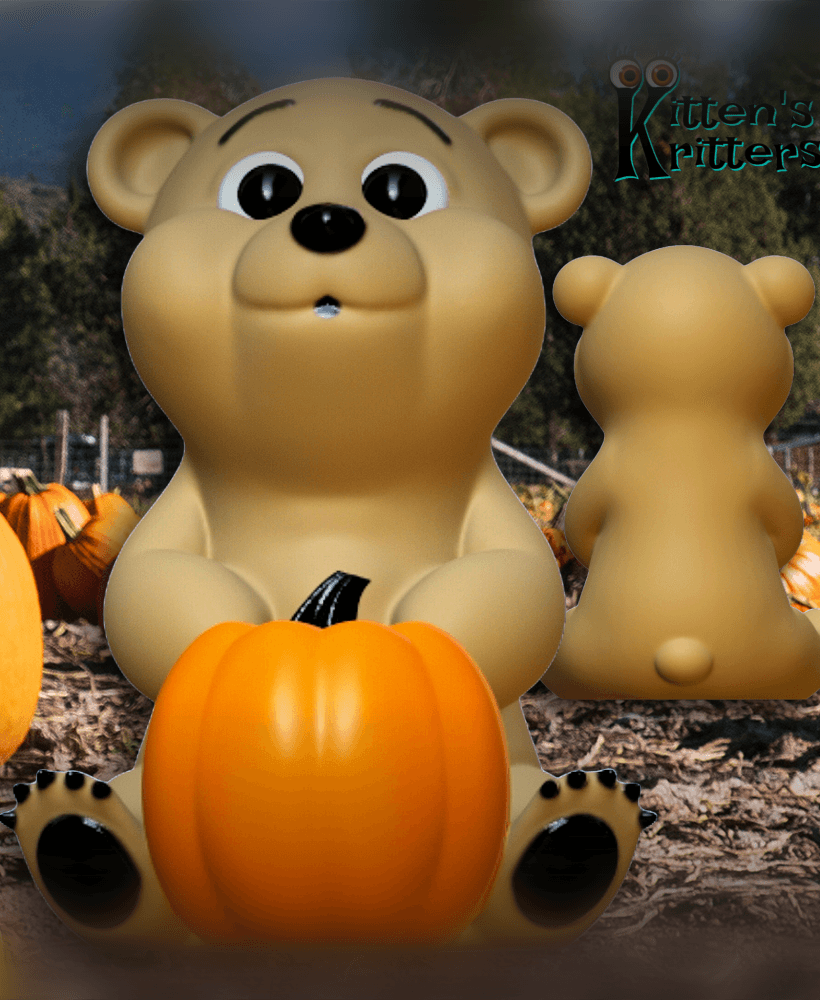 Punkin Paws Baby Autumn Bear Cub with Pumpkin Figurine 3d model