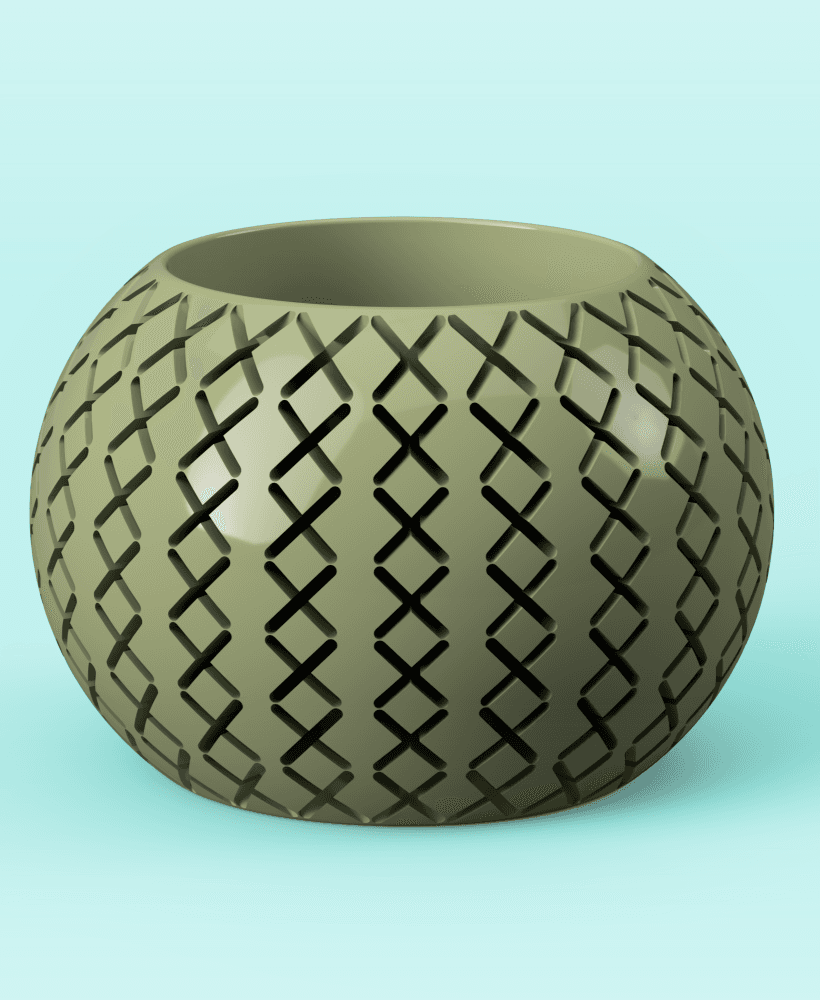 Cross Hatch Faceted Planter 3d model