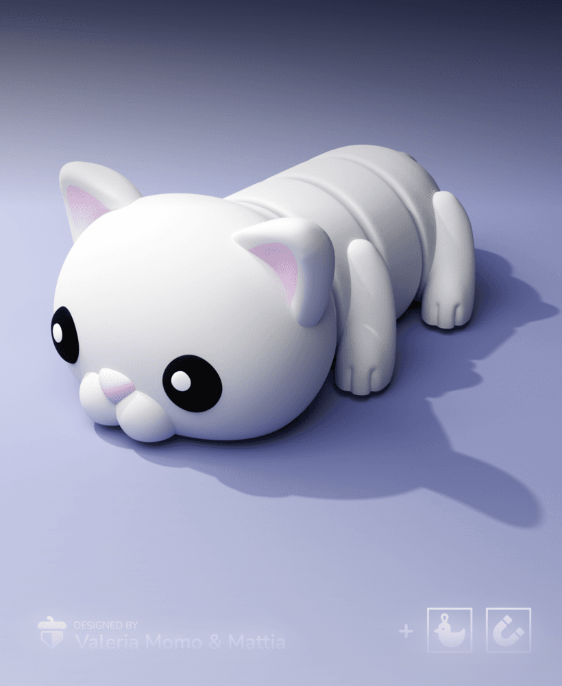 Cute Flexi Pets Cat (Keychain & Magnet) 3d model