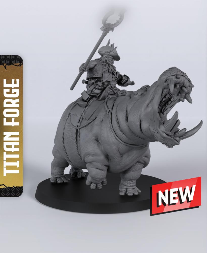 Ogre Hippopotamus Hero - With Free Dragon Warhammer - 5e DnD Inspired for RPG and Wargamers 3d model