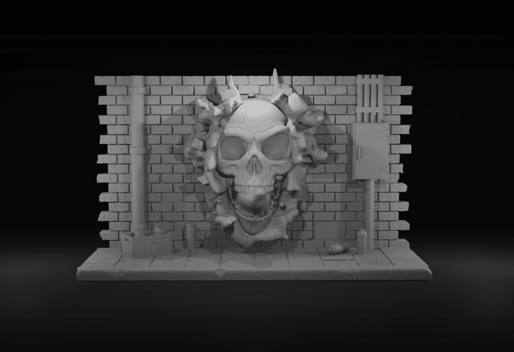 3D Graffiti - Skull explosion  3d model