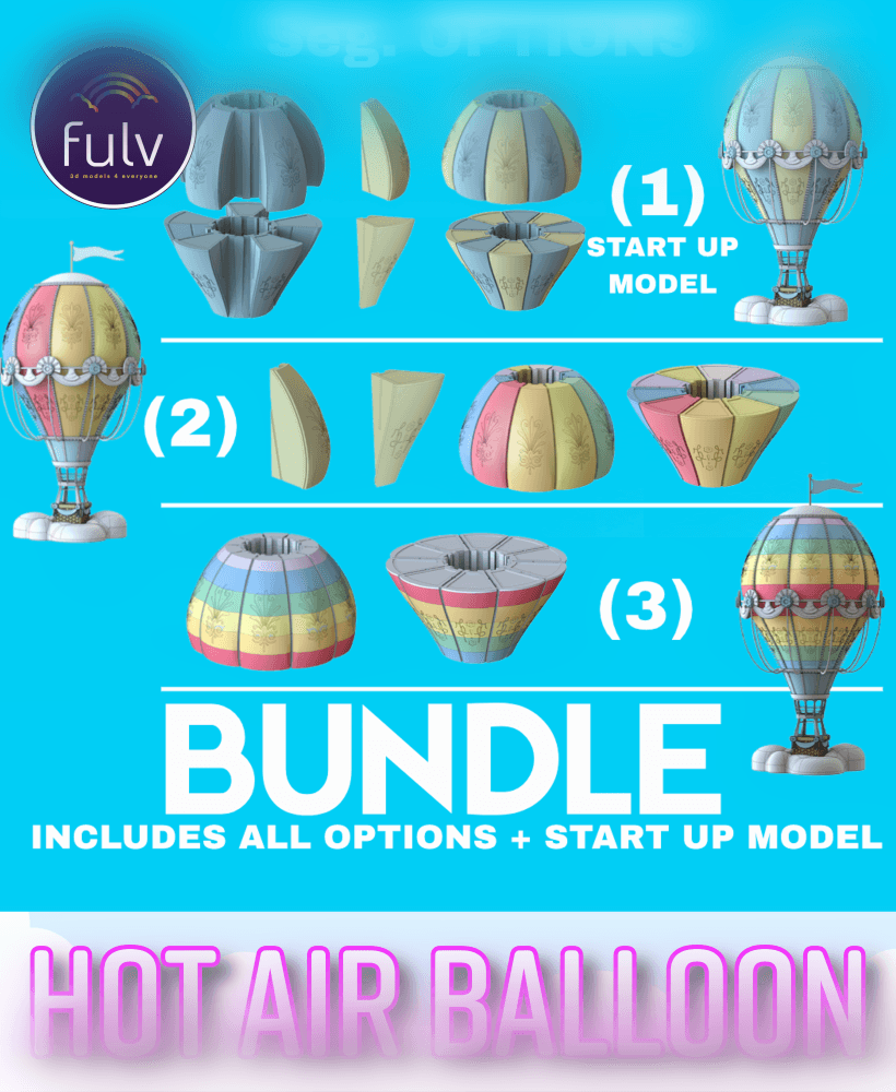 Hot Air Balloon (Bundle) Standard Size 3d model