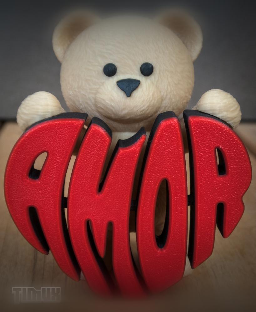 TEDDY BEAR WITH A "AMOR" SIGN 3d model