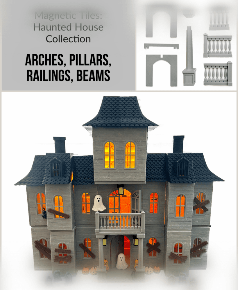 Magnetic Tile Haunted House RAILINGS, PILLARS, ARCHES & BEAMS 3d model