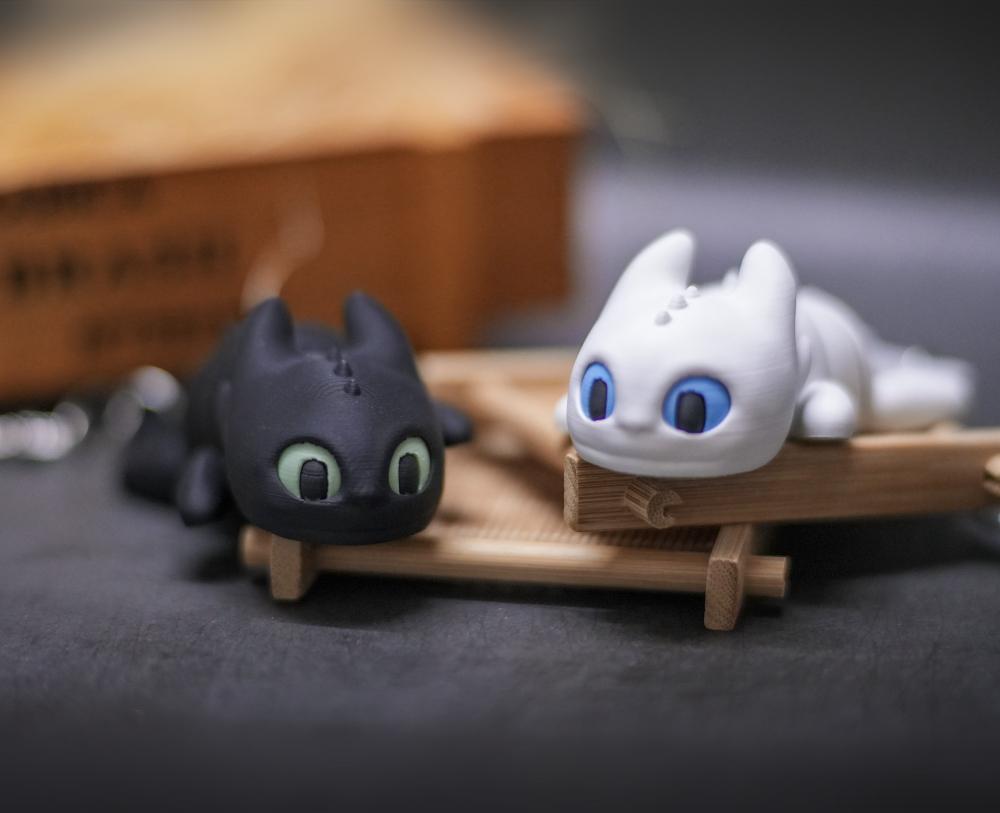 Baby Toothless and Light Fury(Articulated) 3d model