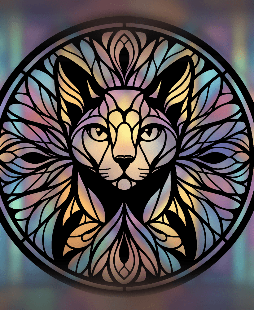 Russian Blue Cat Mandala Art – 2D geometric wallart (Stained Glass Style) 3d model