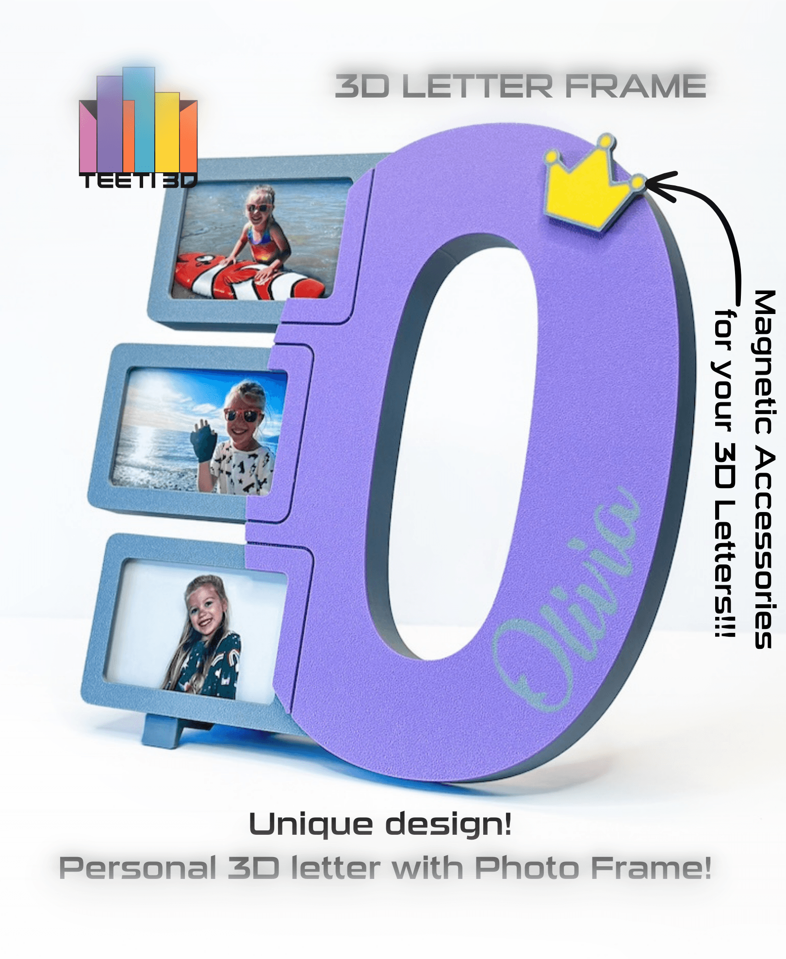 3D Letter "O" with Photo Frame 3d model