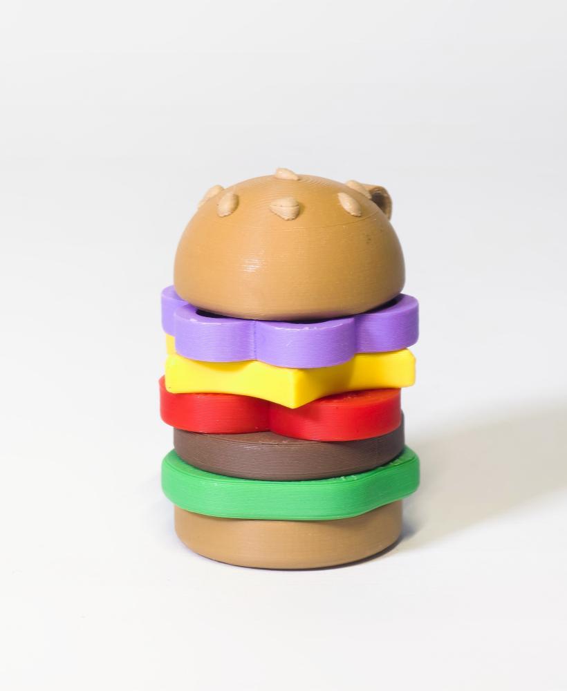 Modular spinning burger keychain 3d model