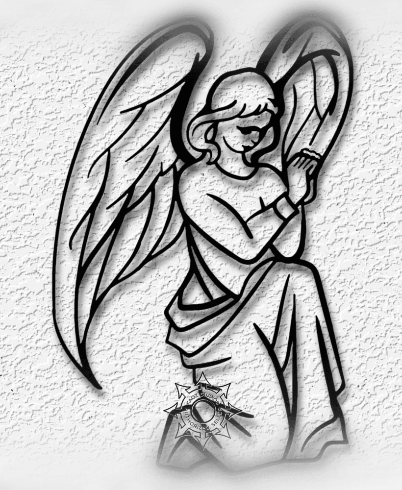 angel kneeling wall art praying angel decor 3d model