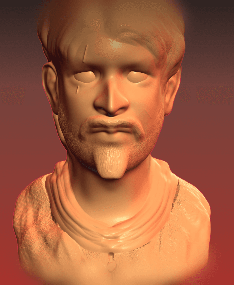 Bust of battleworn man 3d model