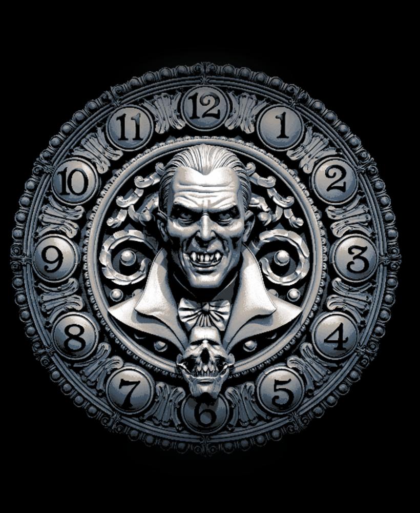 Halloween Clockface - Count Dracula, the vampire evil in the darkness 3d model