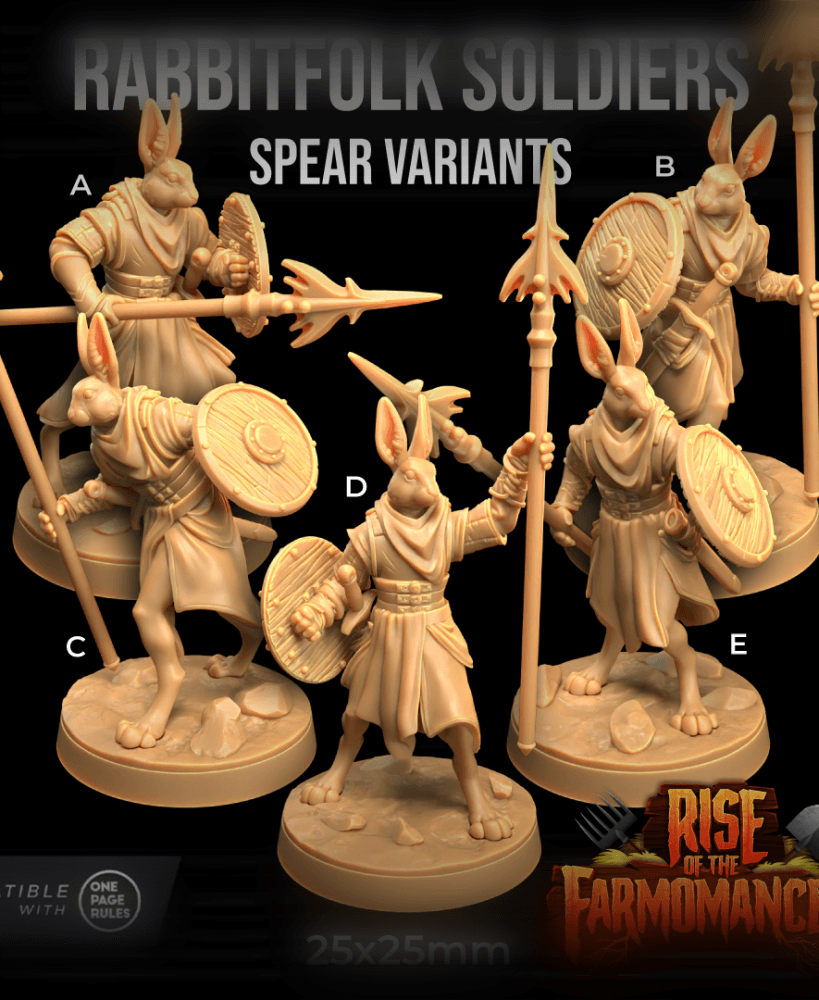 Rabbitfolk Soldiers Spear Variants 3d model