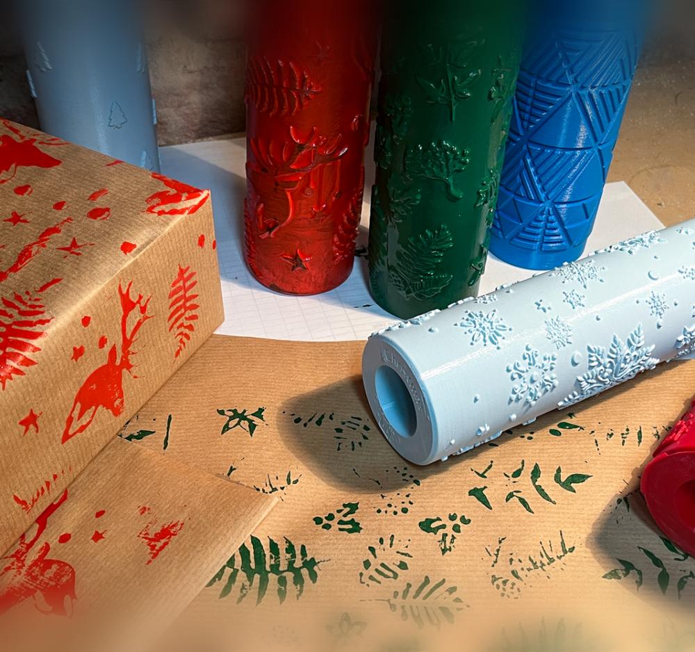 Christmas Wrapping Paper Texture Rollers 3d model