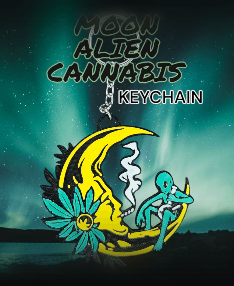 Moon Alien Cannabis Keychain 3d model