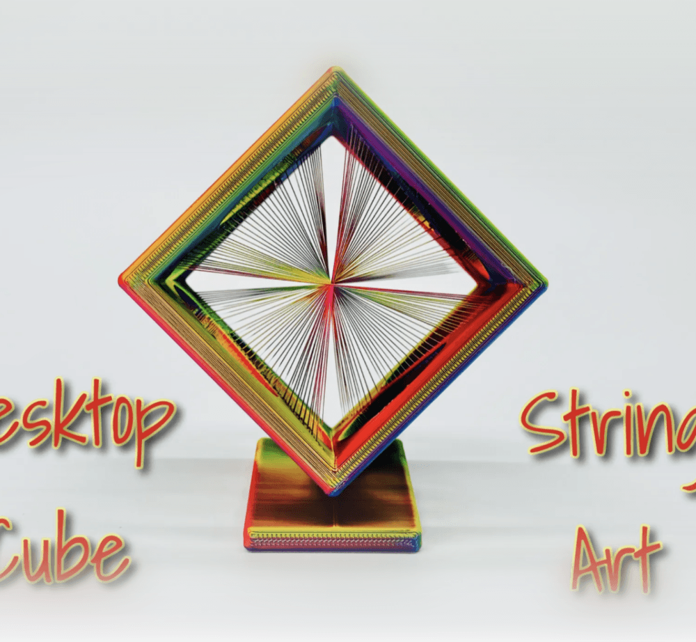 Cube String Art - Desktop (with stand) 3d model