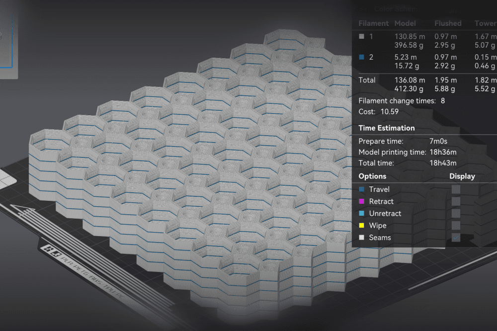 Optimized Multiboard Multi Material 8x8x5H Core Tile Stack 3d model