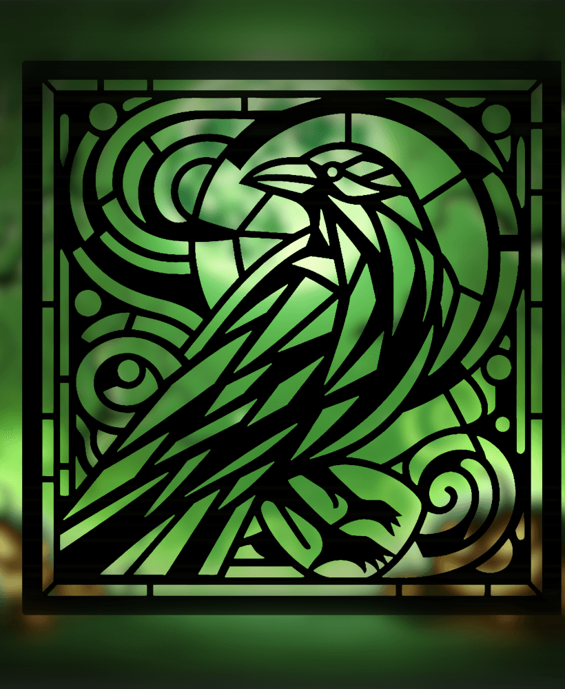 Spooky Halloween 2024 Series – Raven Stained Glass Style (2D Geometric Wall Art) 3d model