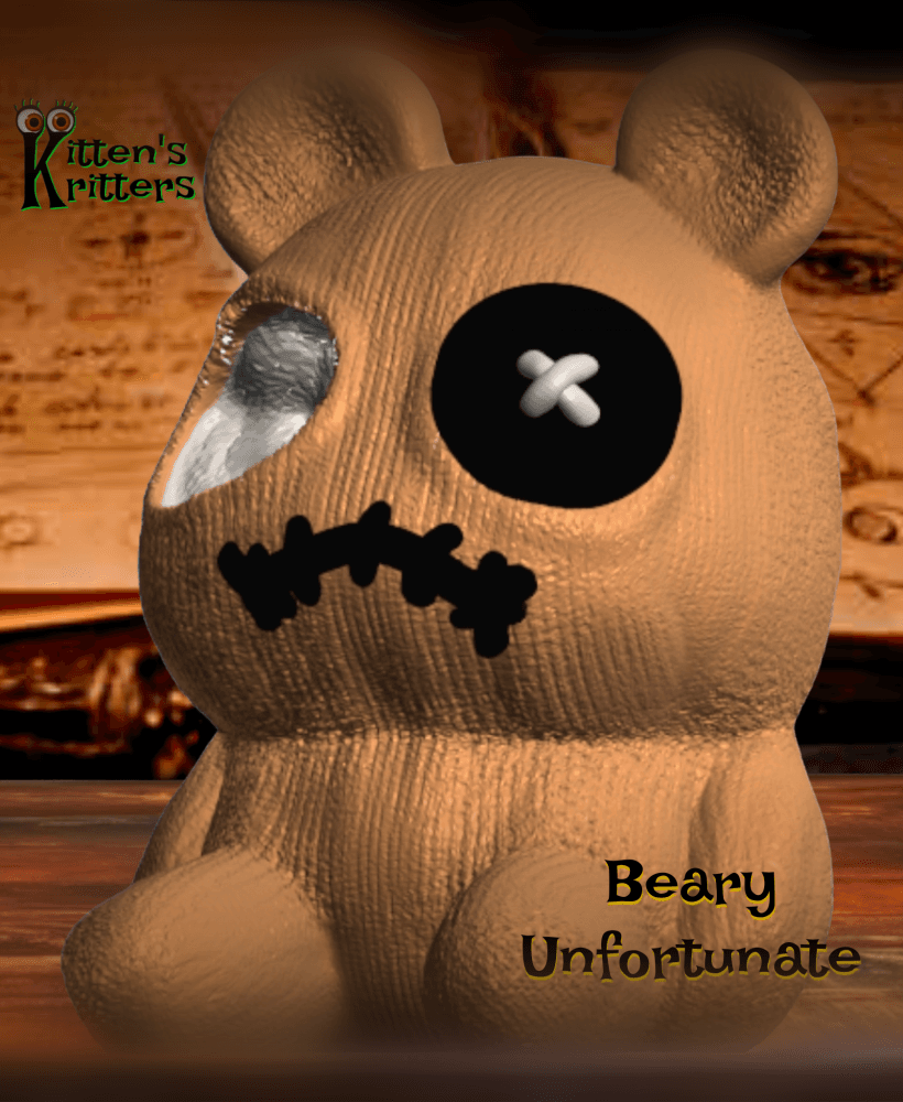 Beary Unfortunate Voodoo Doll Teddy Bear Figurine 3d model