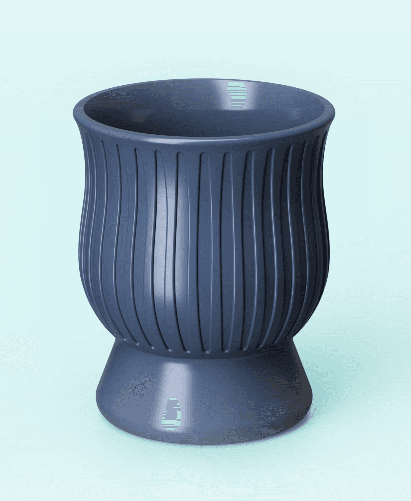 Modern Ribbed Planter.step 3d model