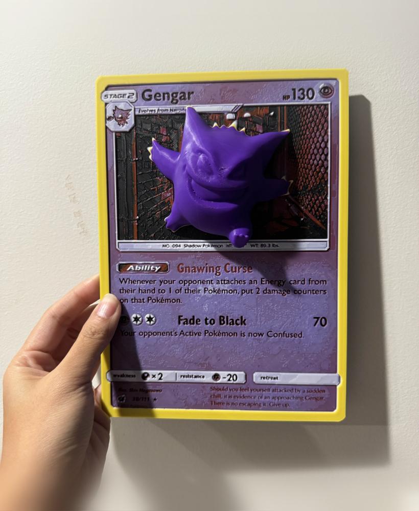 Oversized Gengar Pokemon Card - Hueforge Hybrid 3d model