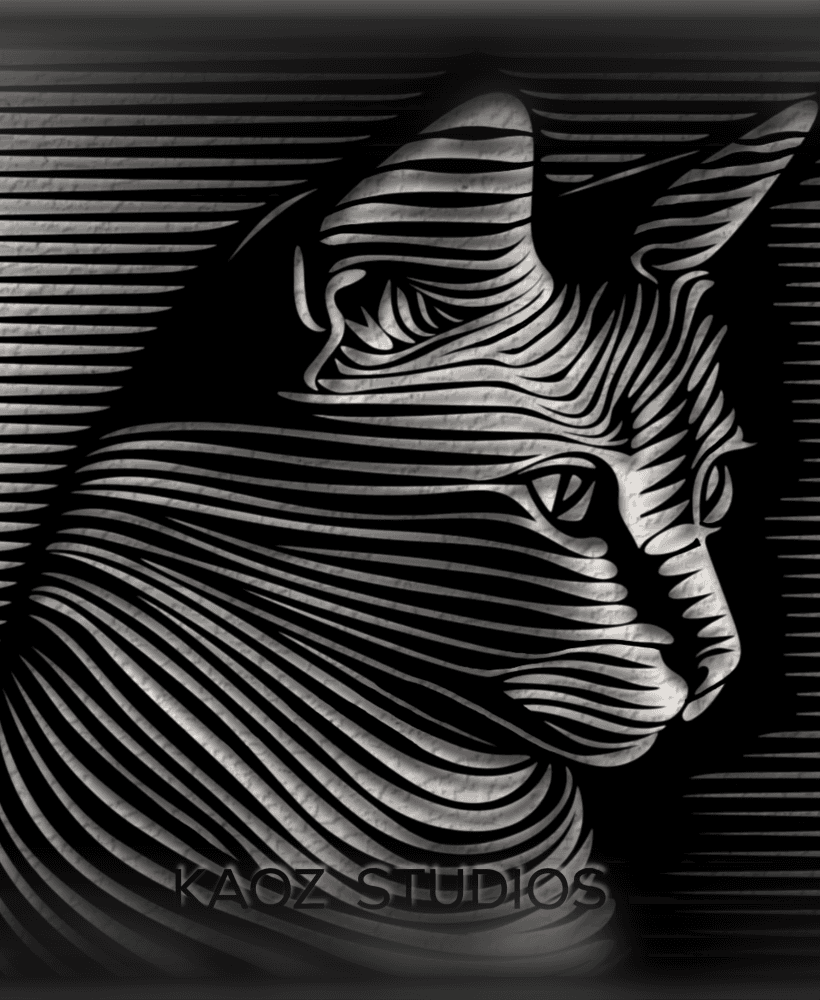 Cat Wall Art Kitty Wall Decor Kitten 3D Optical Illusion Art 3d model