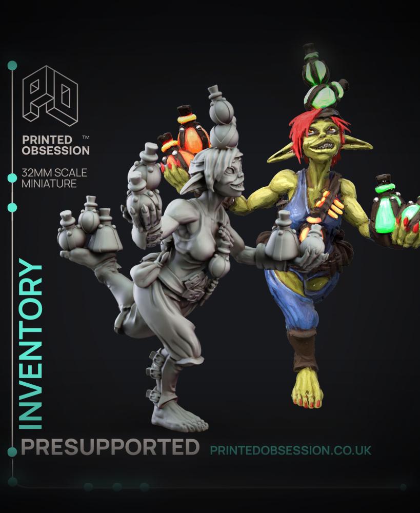 Deliveries - Goblin Anarchist - Potion Thrower - PRESUPPORTED - 32mm scale  3d model