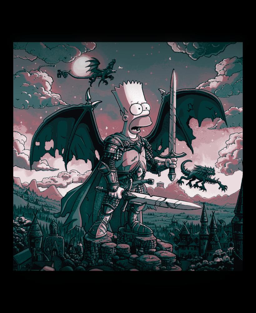 Fan Art of the Simpsons - Bart Simpson as an Aged Winged Knight in a fantasy Realm 3d model