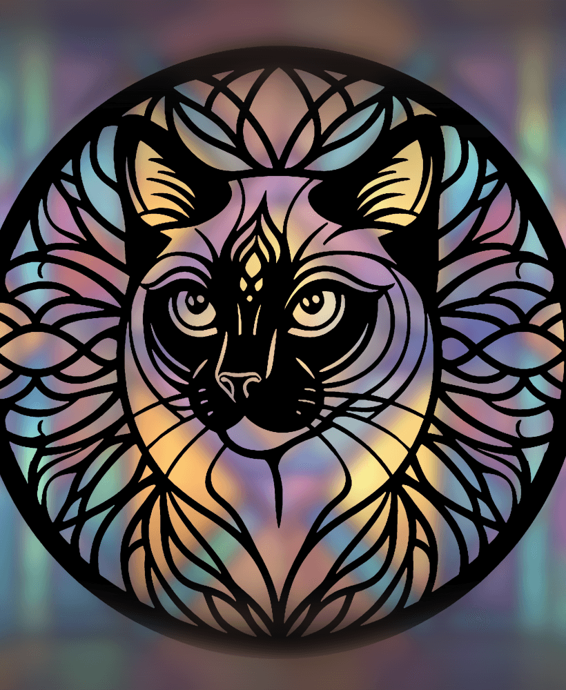 Siamese Cat Mandala Art – 2D geometric wallart (Stained Glass Style) 3d model