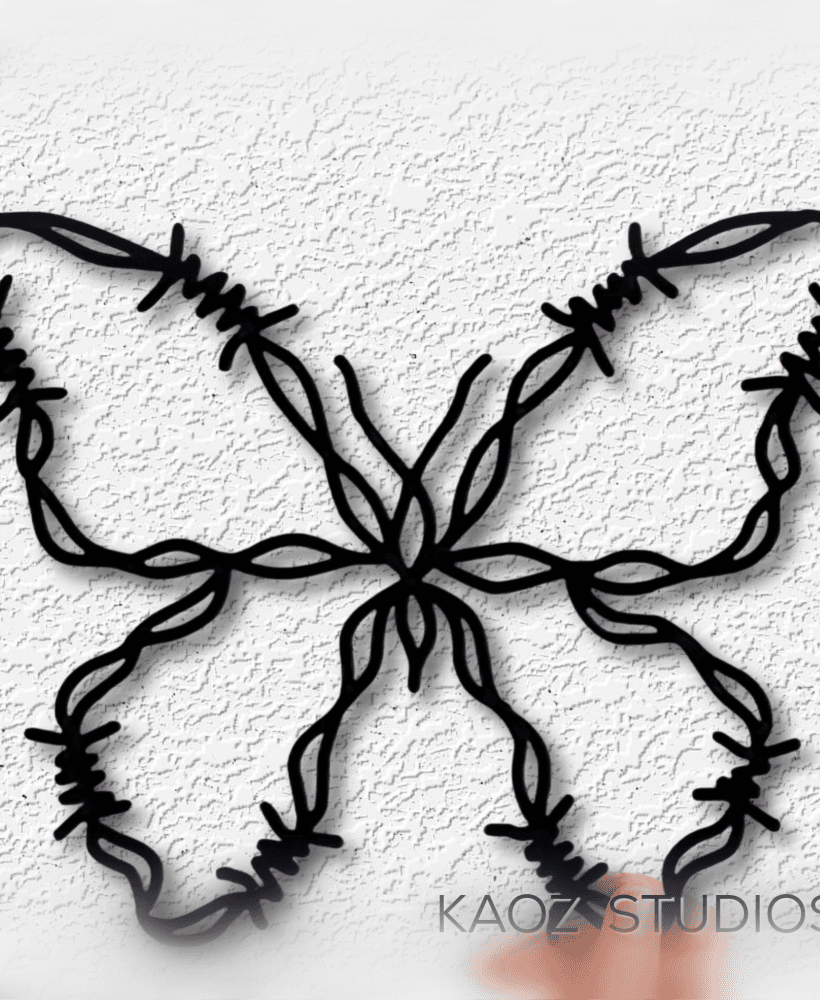 barbed wire butterfly wall art gothic decor halloween decoration 3d model