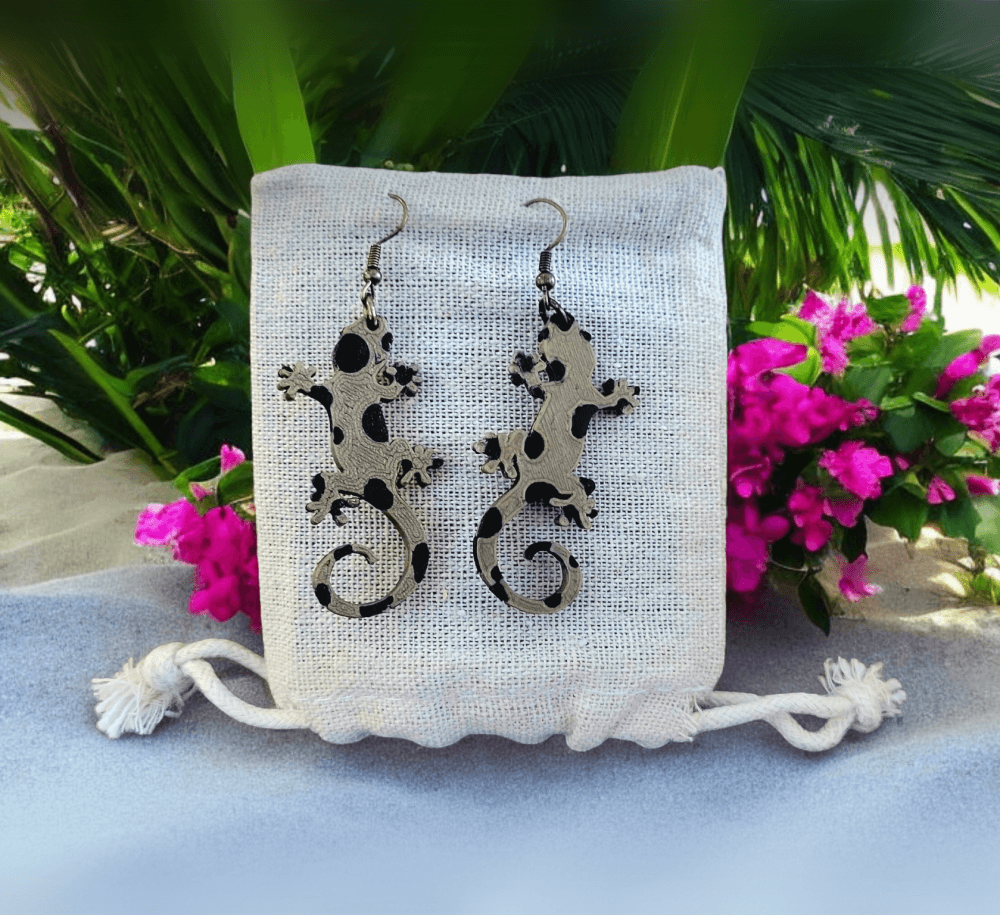 Gecko Simple Dangle earrings 3d model