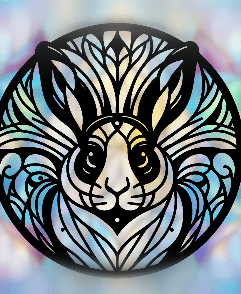 Rabbit Mandala Art – 2D geometric wallart (Stained Glass Style) 3d model