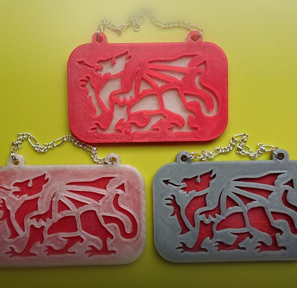 Red Dragon plaque wall hangar (based on Welsh Flag) 3d model